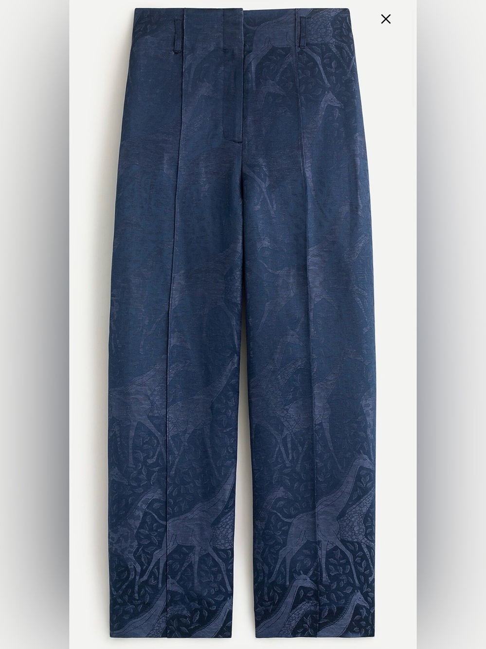 J.Crew NWT Linen Silk Jacquard Giraffe Wide Leg Pants Navy Women’s Size 2